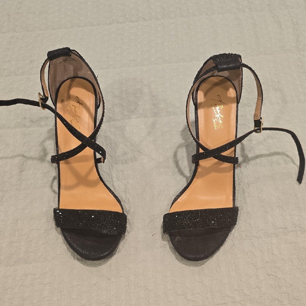 Thalia Sodi Elegant Black Strappy Heels Size 6.5M